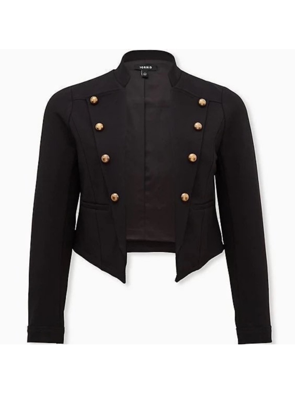 Torrid Black Military-Style Double-Breasted Open Style Jacket Brand New Classic